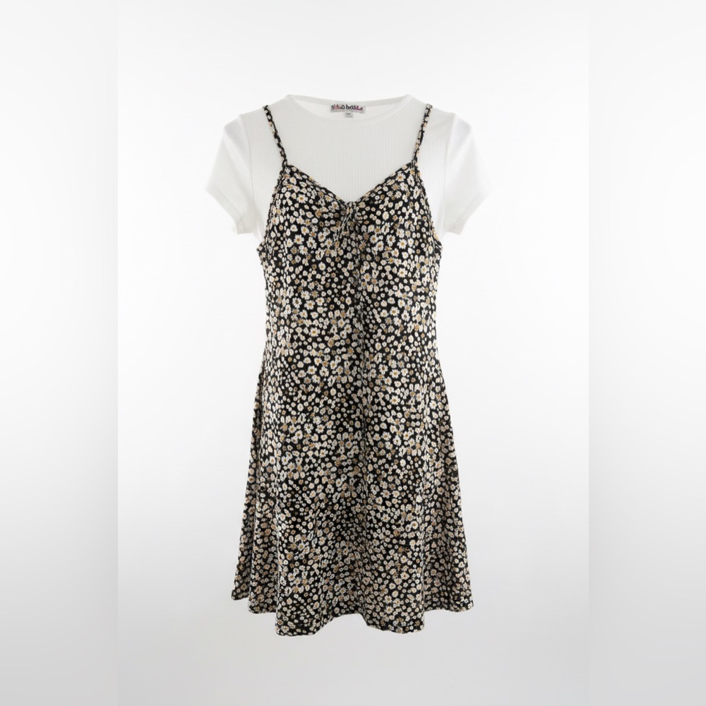Charming Floral Kids Dress with White Tee